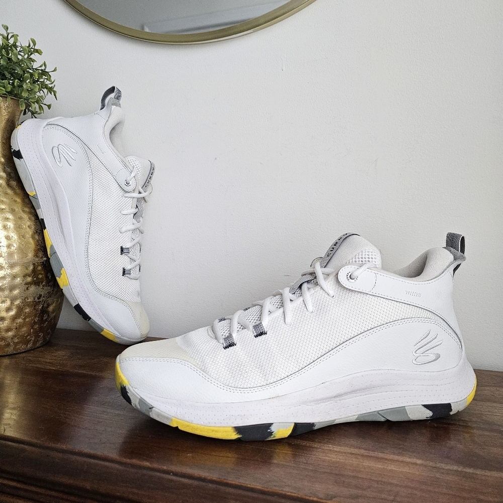 Under Armour Curry 10 “Micro G” White/Yellow Men’s Basketball Shoes Size 13